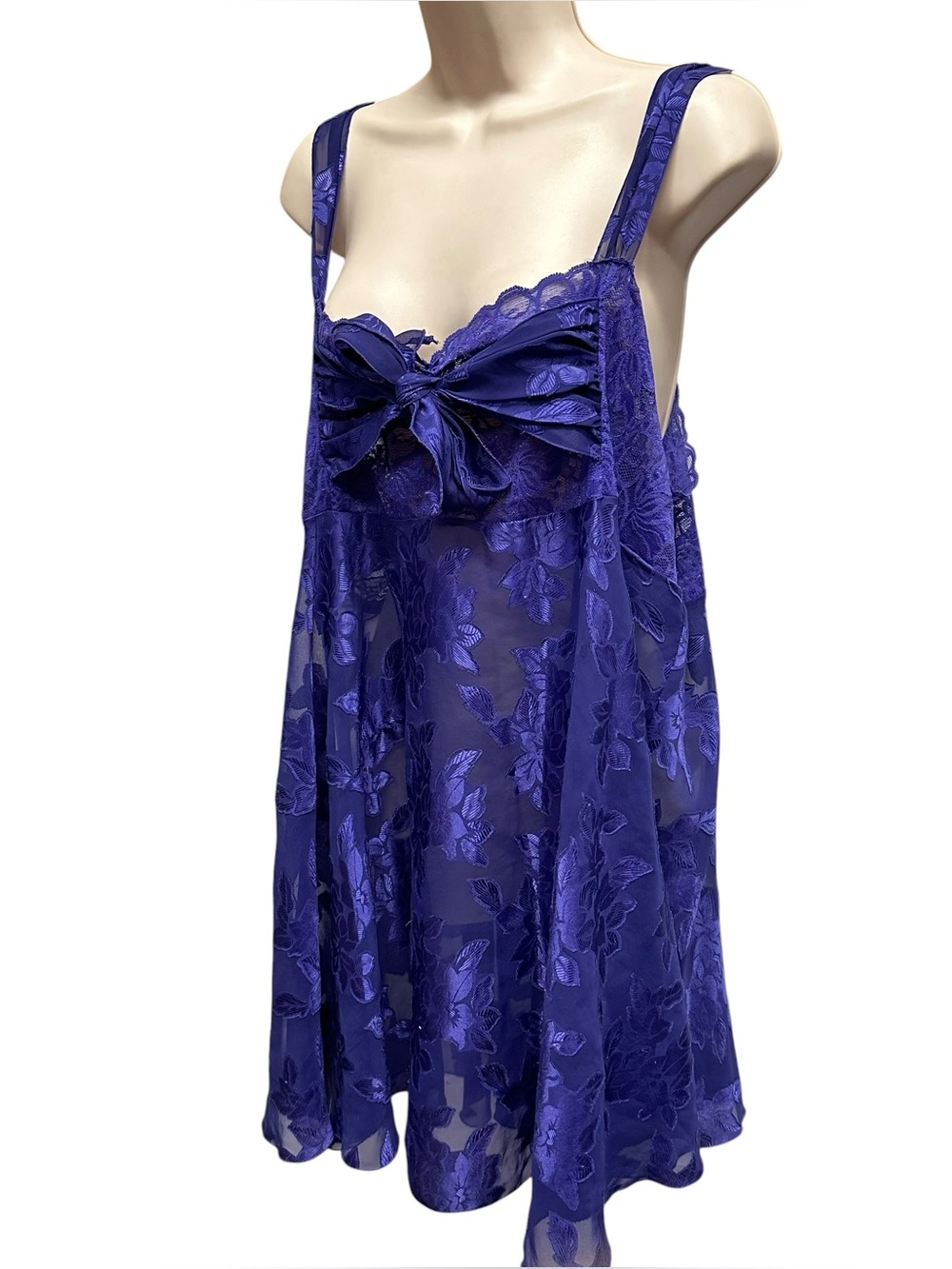 Solange satin women’s lace lingerie nightgown purple floral plus size 22/24